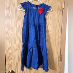 Gymboree Outlet Denim Colored Dress with Red Flower Size 10
